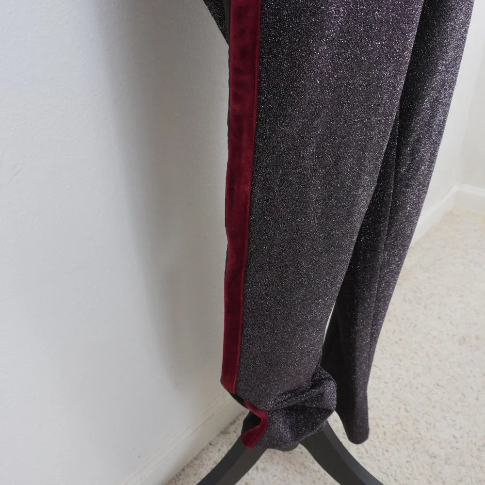 Scotch & Soda Black Red Wine Side Stripe Metallic Glitter Low Rise Size SZ Pant - Picture 10 of 16